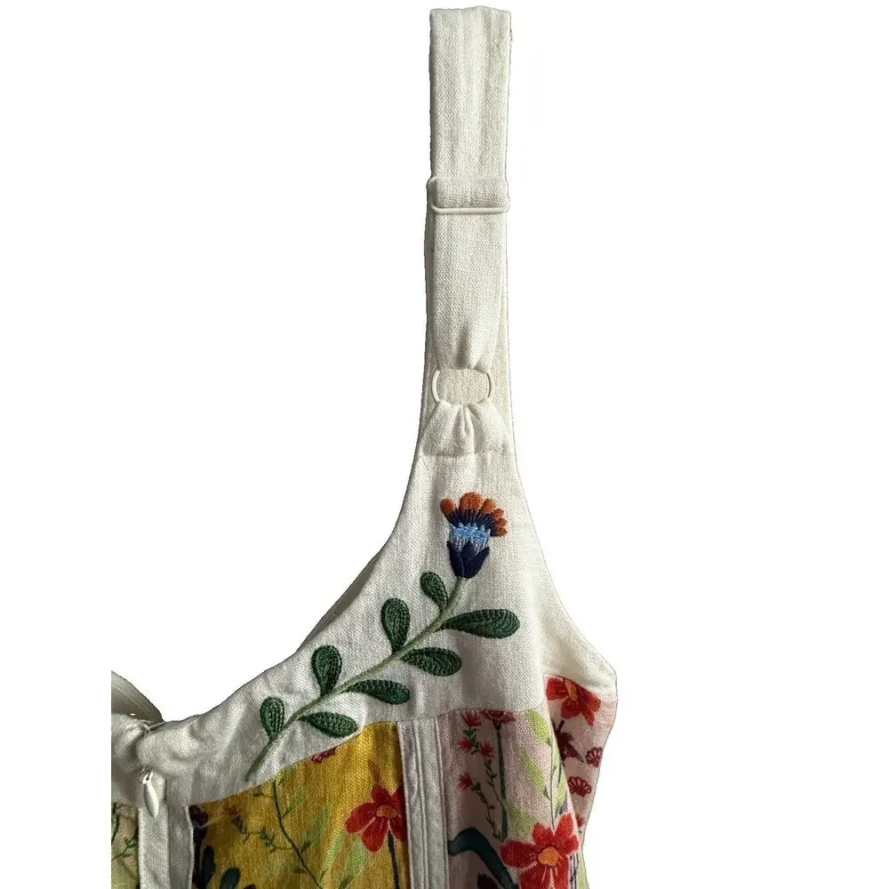Christian Lacroix Floral Boho Midi Dress US 10 M Cottagecore Embroidered Peasant - Picture 6 of 12